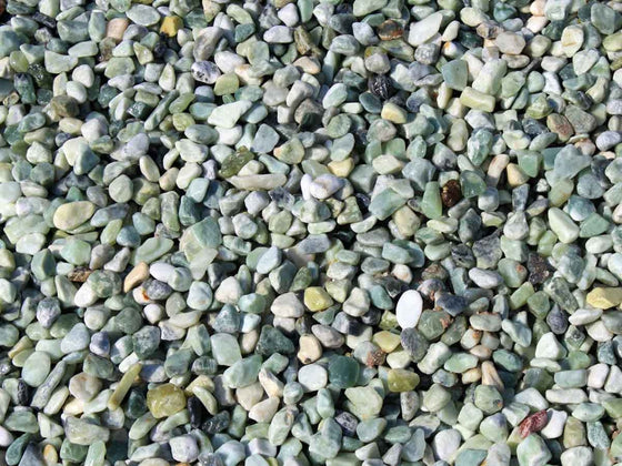 Jade green polished pebbles, green stone for a yard