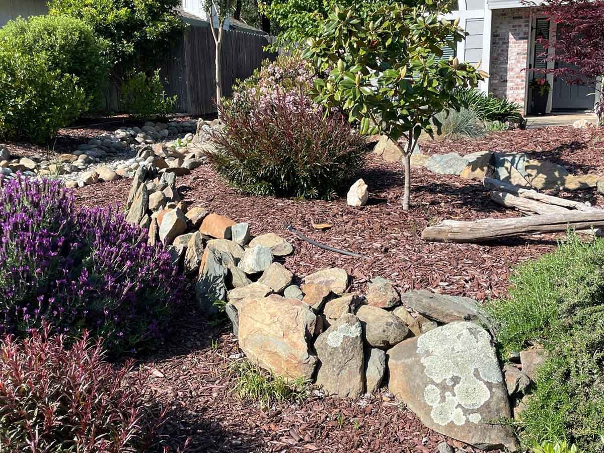 Landscape boulders used as garden accents