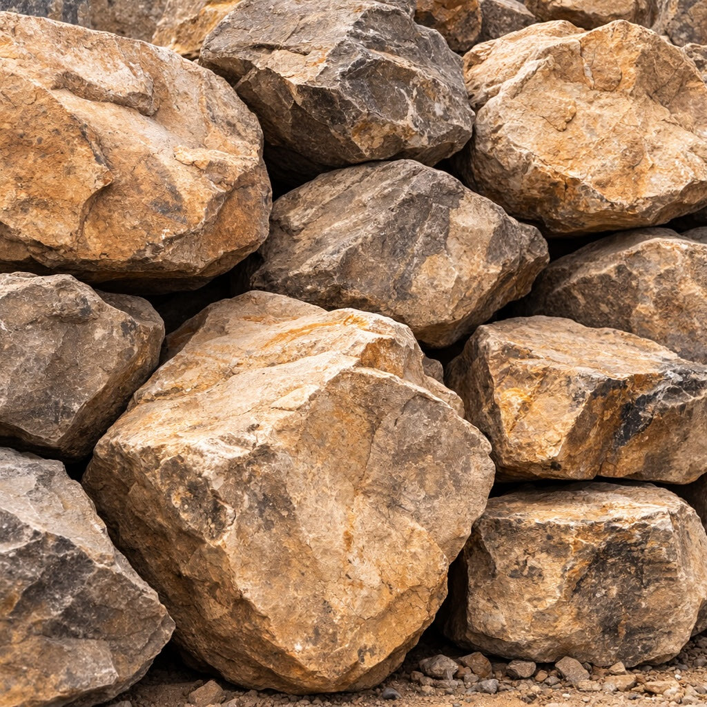Modern boulder landscaping