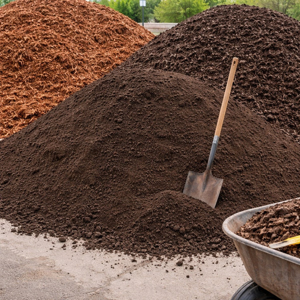 Bulk landscape materials ready for delivery