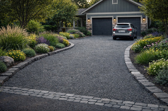 Edged decomposed granite driveway