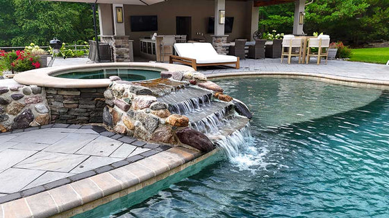 Rock and stone around a pool