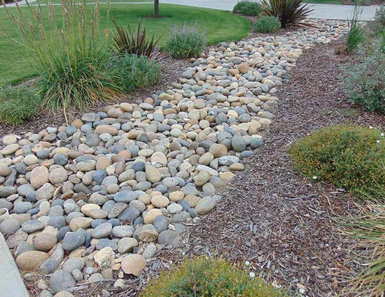 River rock dry creek bed