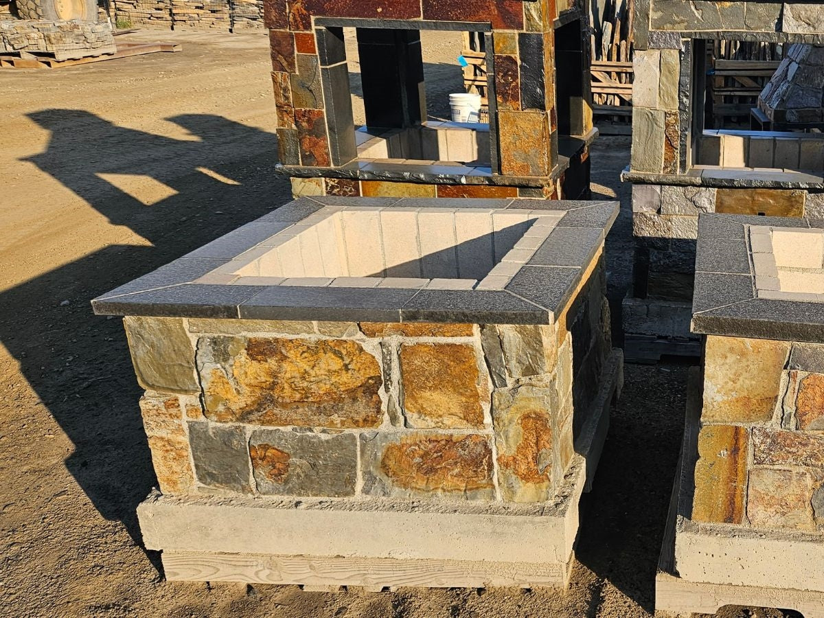 Montana stone tall square fire pit kit
