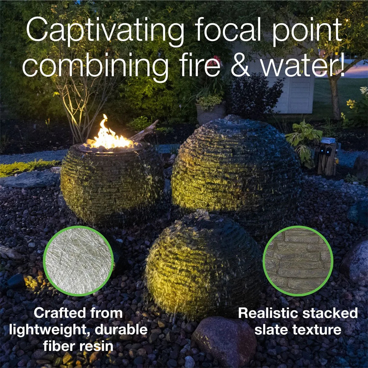 Fire And Water Stacked Slate Sphere – 32" Dia (81 Cm) – image 6