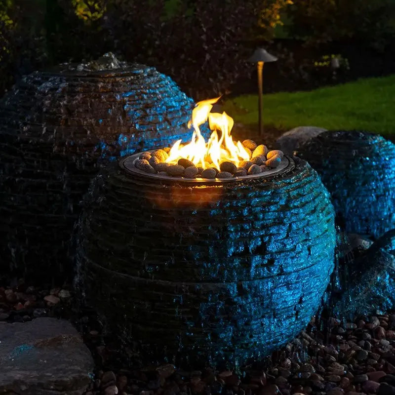 Fire And Water Stacked Slate Sphere – 32" Dia (81 Cm)