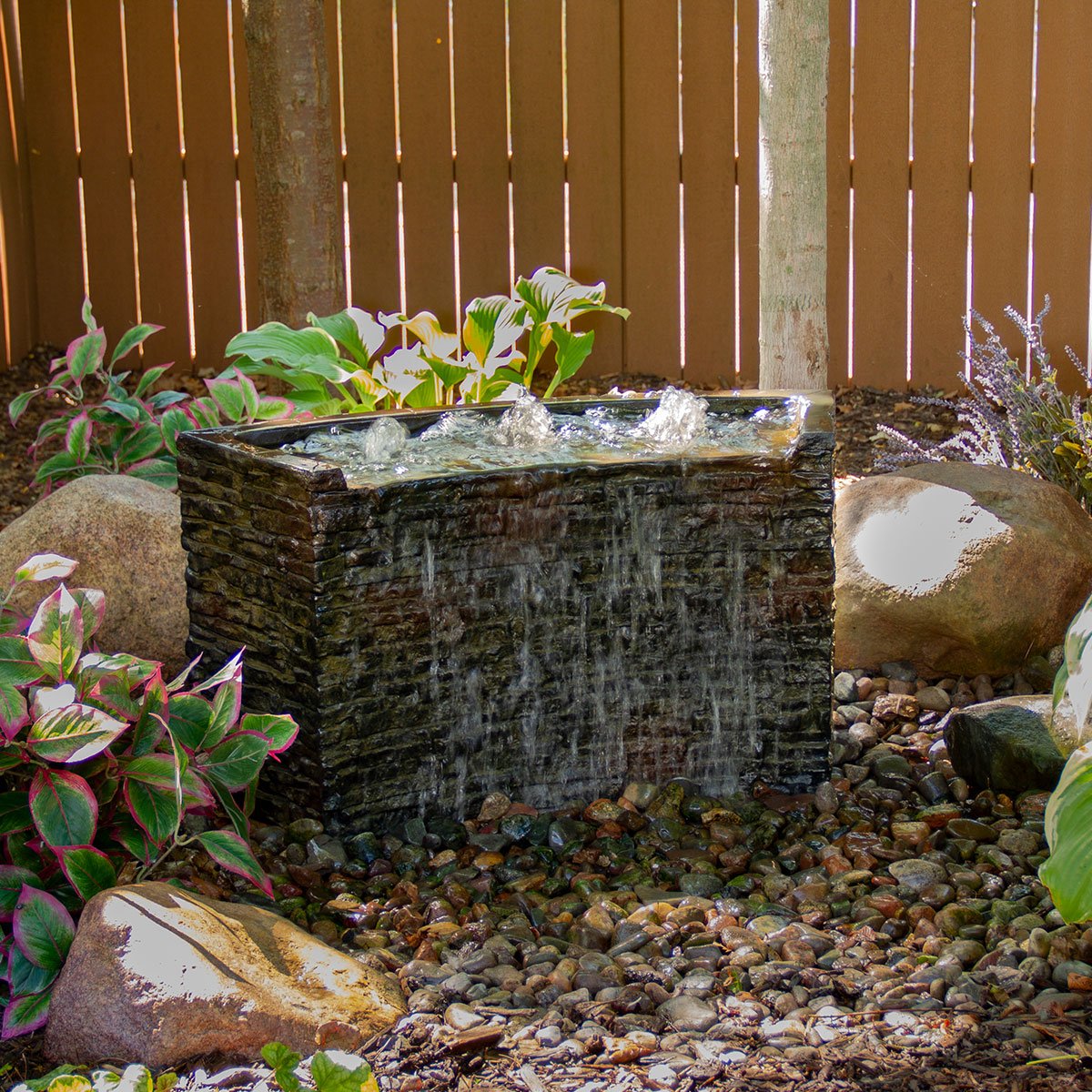 Stacked Slate Wall Base-Curved - 13" H (33 Cm)
