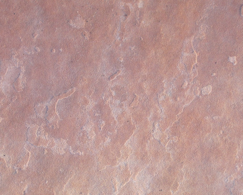 Arizona Rosa Flagstone Standup 1-3/4" grade, large select flagstone slabs stood on edge and strapped for delivery