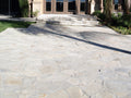Lompoc Oatmeal Flagstone patio laid in an irregular pattern at a home entry