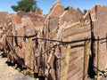 Arizona Chocolate Flagstone Standup 2" grade, large select flagstone slabs stood on edge and strapped for delivery