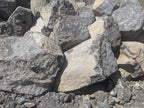 Black basalt boulders in the 2 foot size class for garden accents and borders