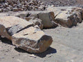 Black basalt landscaping boulders in a 3 foot size class at the Earth Stone Rock yard