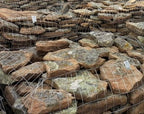 Cascade Mossy Stepstone pieces with gray green lichen, palletized