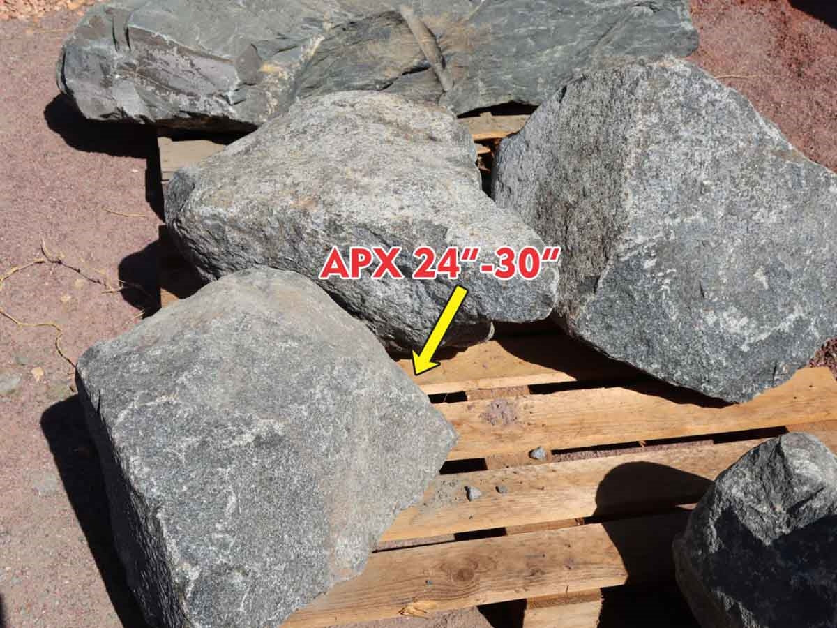 Chase Blue and Silver landscape boulders, 24 to 30 inch size