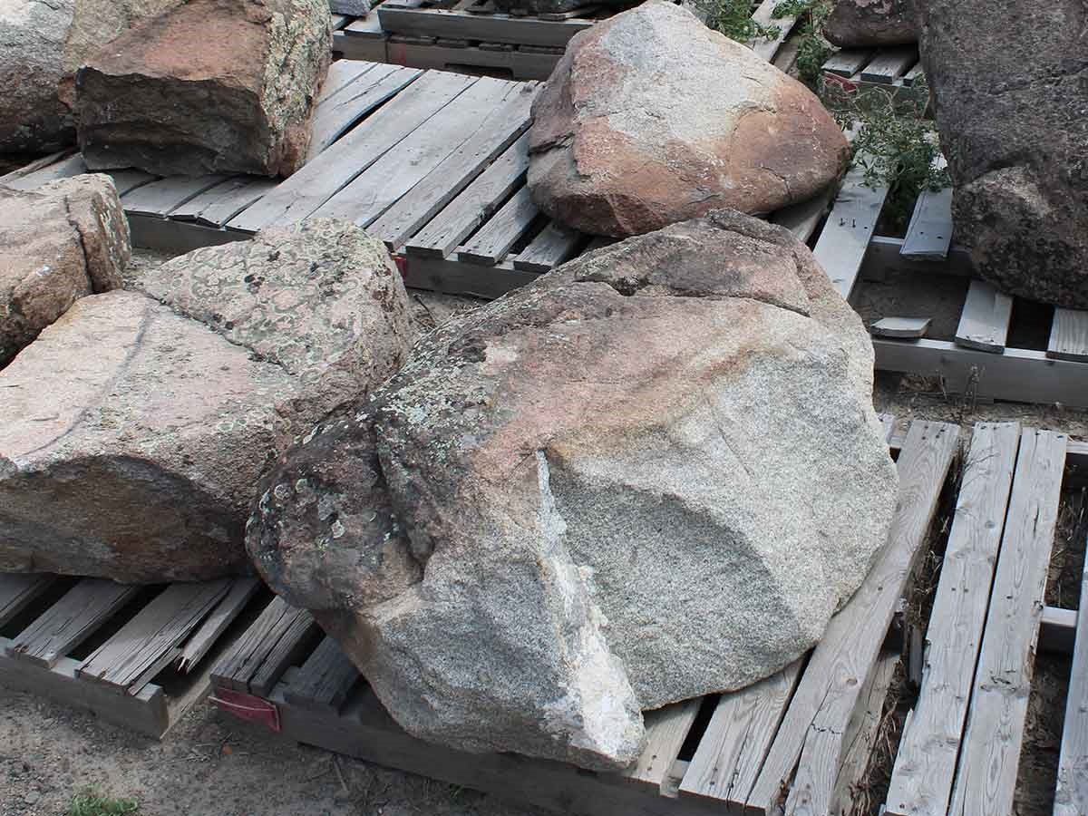 Montana Moss landscape boulders, 42 to 48 inch size