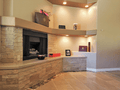 San Juan snapped face Fossil Creek stone veneer fireplace