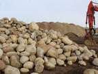 Yosemite Gold River large rounded river boulders in the 12 to 18 inch size at the yard